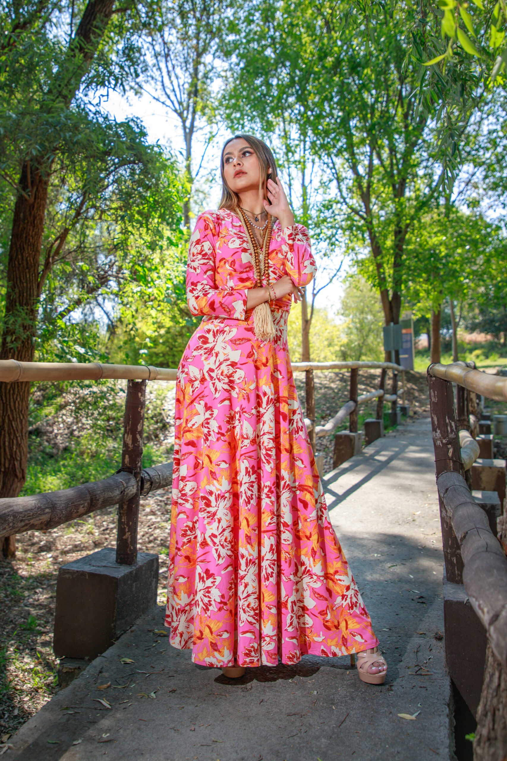 Mujer Vestido Largo De Flores Rosa | Vestido Pimkie · AFRI Investment