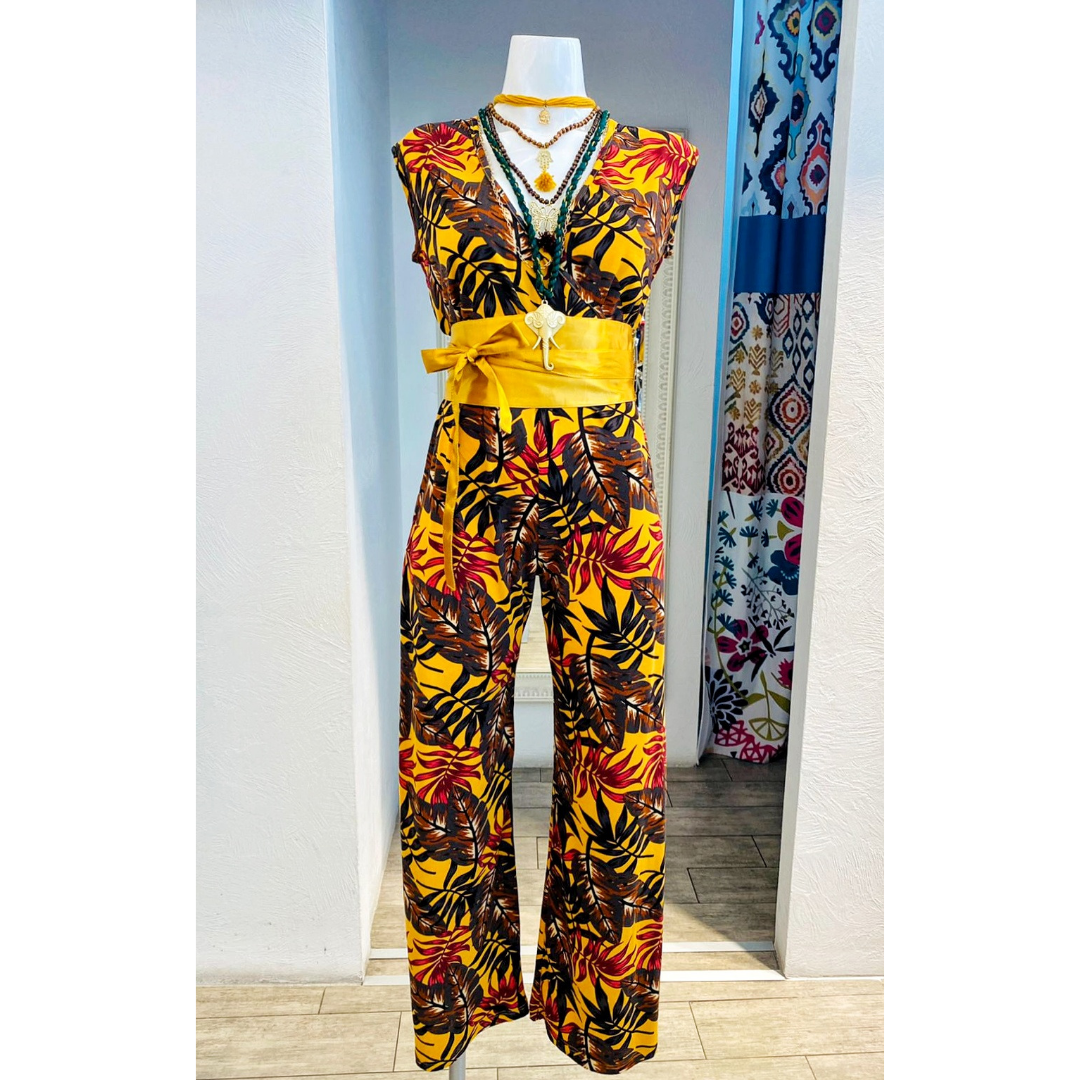 Palazzo Vanessa mostaza palmeras - Tienda Mexicana