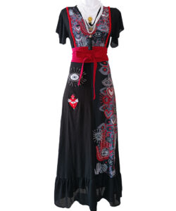 Vestido Hippie Largo negro ojos