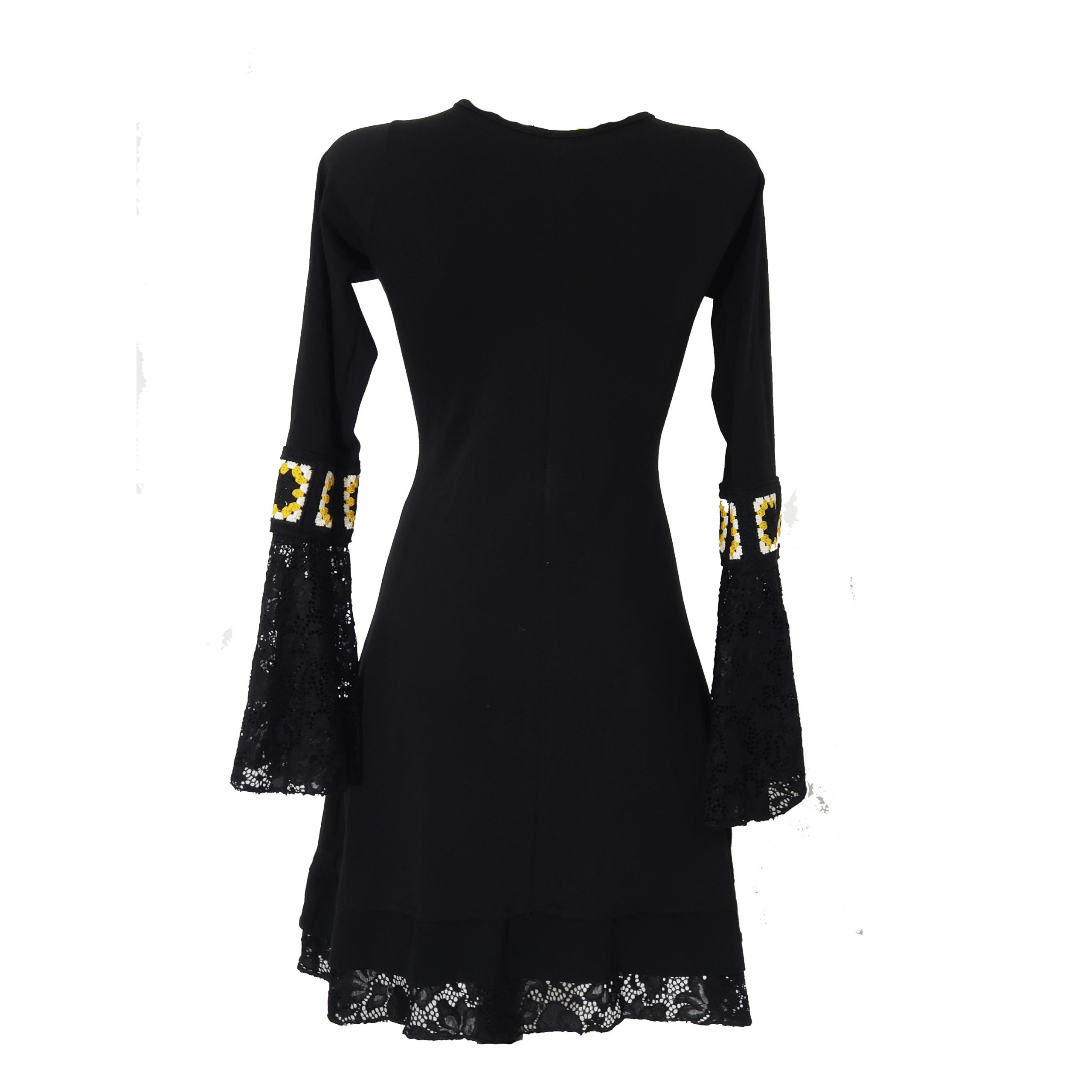 Vestido Simona V negro crochet amarillo - Imagen 2