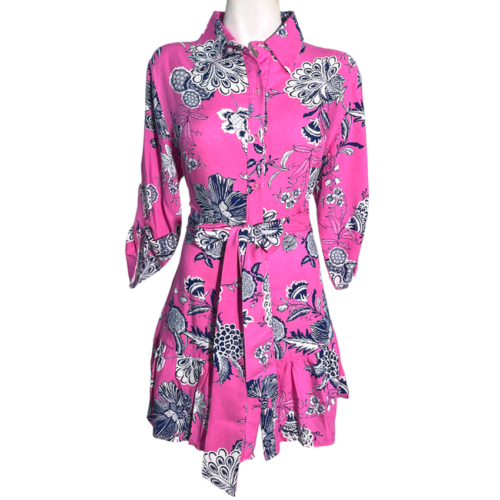 Vestido Camisero Talavera rosa f azul - Imagen 3