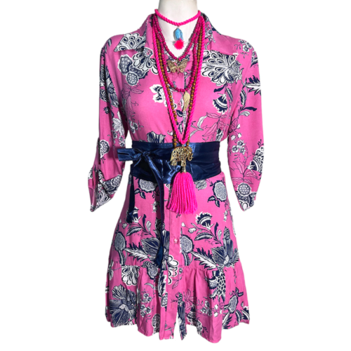 Vestido Camisero Talavera rosa f azul