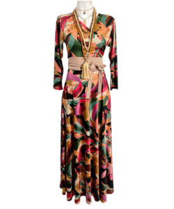 Vestido Tua Largo rosa café vrd