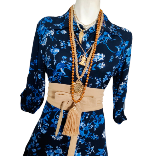 Vestido Camisero Talavera marino fl azul - Imagen 2