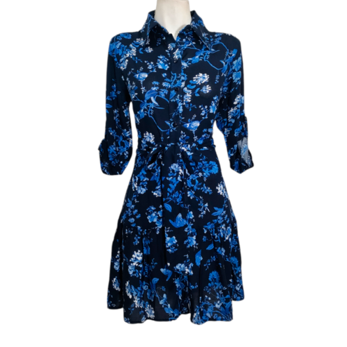 Vestido Camisero Talavera marino fl azul - Imagen 3