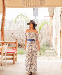 Vestido Taylor bco planta azul