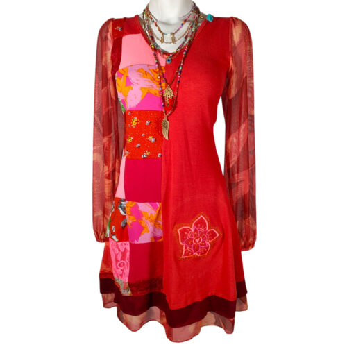 Vestido Simona ml naranja coral patch