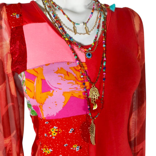 Vestido Simona ml naranja coral patch - Imagen 2