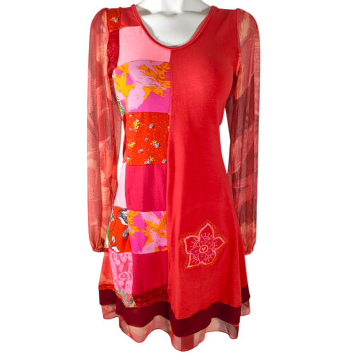Vestido Simona ml naranja coral patch - Imagen 4