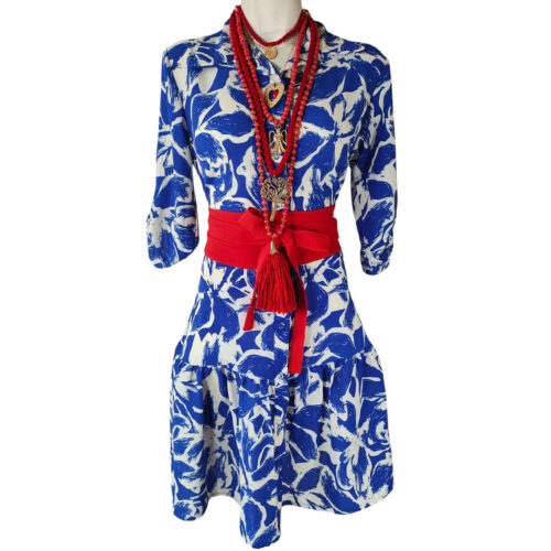 Vestido Talavera Corto mr bco azul