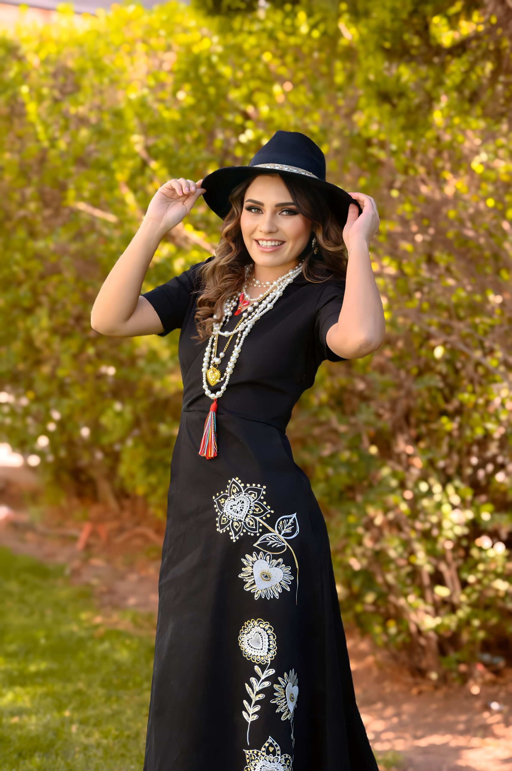 Vestido Fernanda B/F ngo flor dorado - Imagen 2