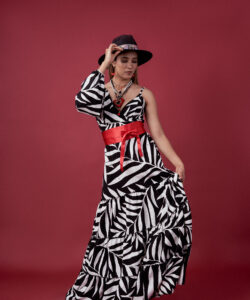 Vestido Jimena ml negro blanco