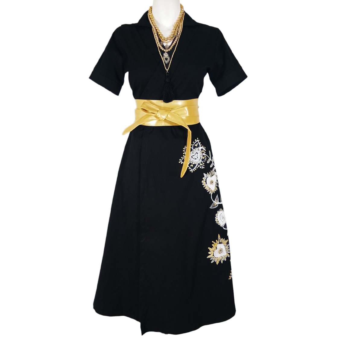 Vestido Fernanda B/F ngo flor dorado - Imagen 8