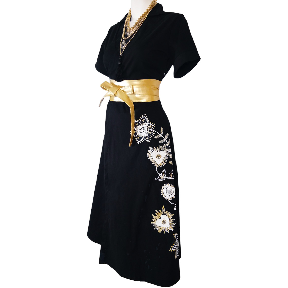 Vestido Fernanda B/F ngo flor dorado - Imagen 9