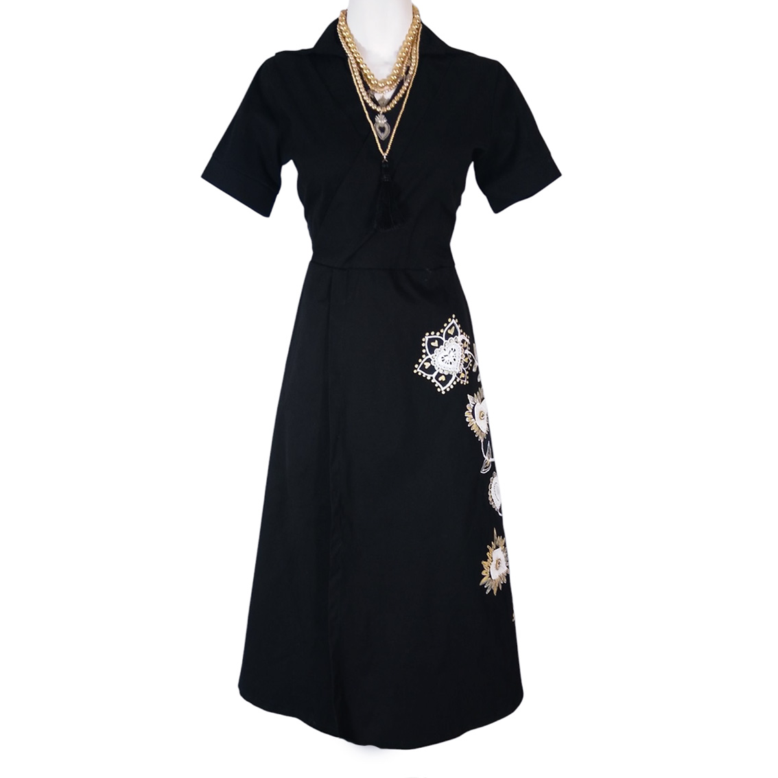 Vestido Fernanda B/F ngo flor dorado - Imagen 10