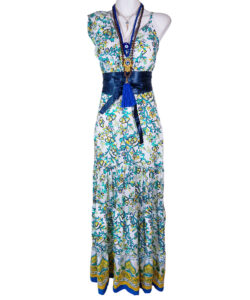 Vestido Jimena bco turquesa lima