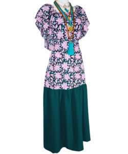 Alternative view of Vestido Taylor verde alga flores