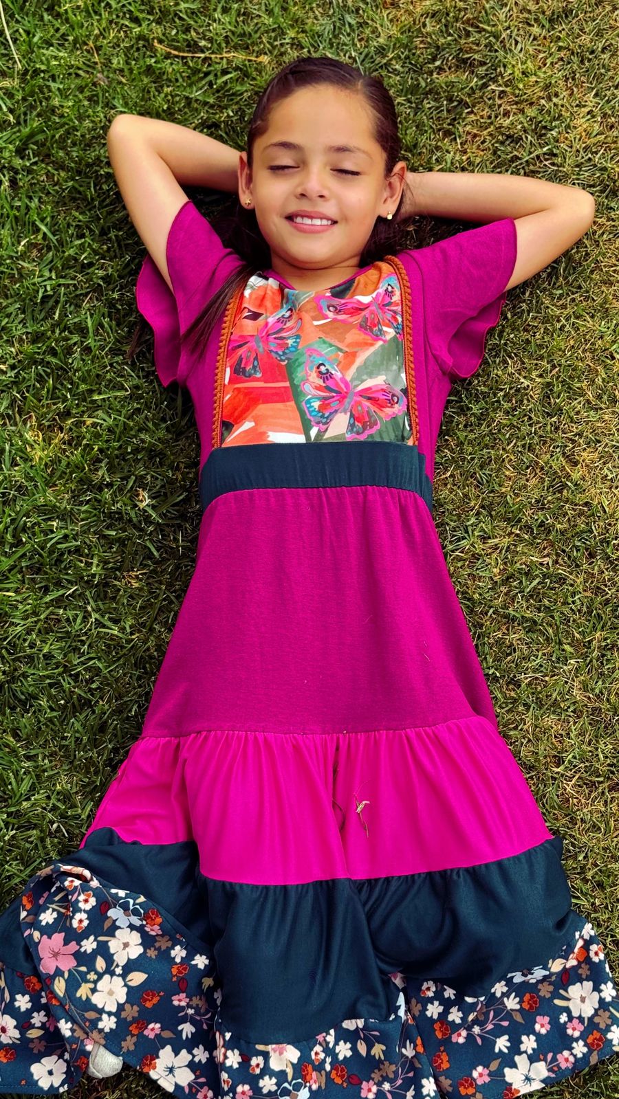 Vestido Toscana Olanes Niña bugambilia - Imagen 3