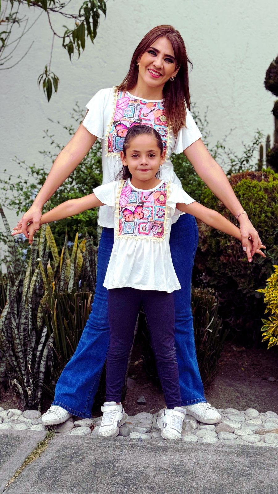 Blusa Toscana Niña bco mariposas - Imagen 2