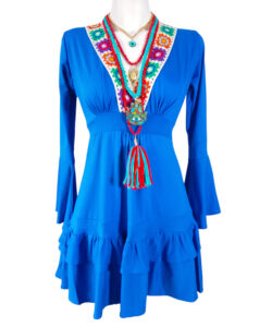 Vestido Dora Sexy azul crochet