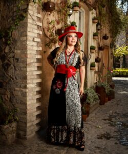 Alternative view of Vestido Hippie Largo negro brocado