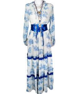 Vestido Shaida bco paisaje azul