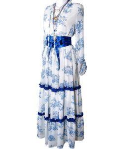 Alternative view of Vestido Shaida bco paisaje azul