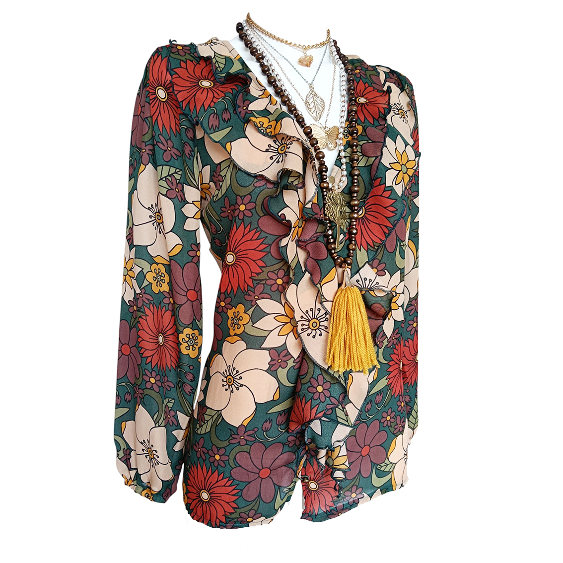 Blusa Aime verde flores - Imagen 2