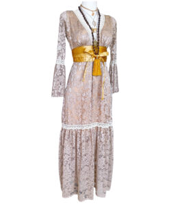 Alternative view of Vestido Dora Largo Campana encaje arena