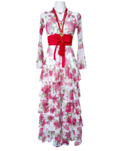 Vestido Dora Olanes blanco rojo