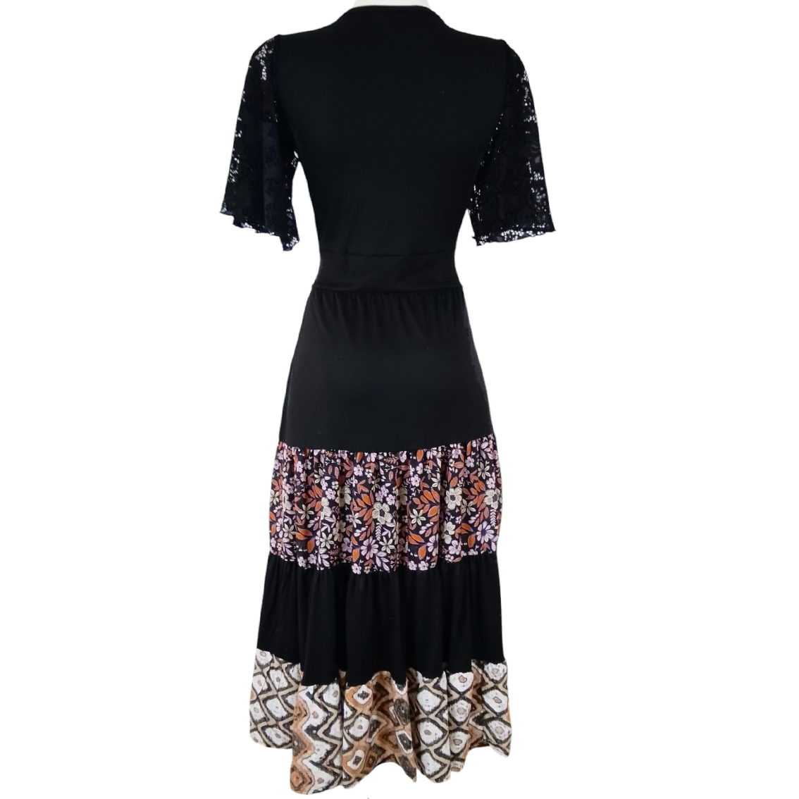 Vestido Toscana Olanes otomí negro bco - Imagen 4