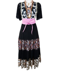 Vestido Toscana Olanes otomí negro bco