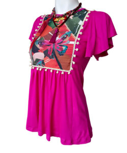 Alternative view of Blusa Toscana fucsia mariposas