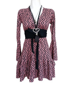 Vestido Dora sexy rosa grecas