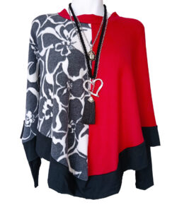 Poncho Karma rojo gris ngo
