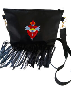 Bolso Flecos Ch negro corazón