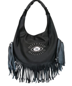 Bolso Redondo Flecos negro ojo