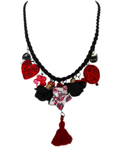 Collar Boho&Free Charms negro rojo