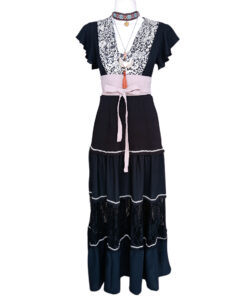 Vestido Denhi Olanes negro brocado