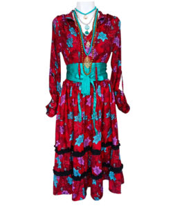 Vestido Shaida Corto rojo flores