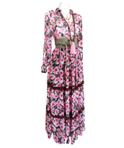 Alternative view of Vestido Shaida rosa café flores