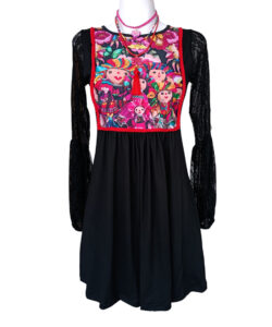 Vestido Toscana Corto negro muñequitas