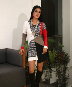 Vestido Berlin tribal rojo blanco