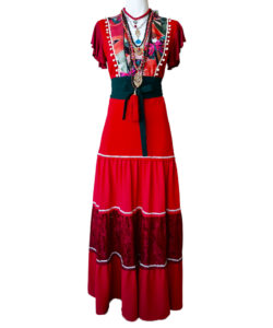 Vestido Denhi Olanes rojo mariposas