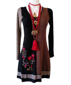 Vestido Simona negro café corazones