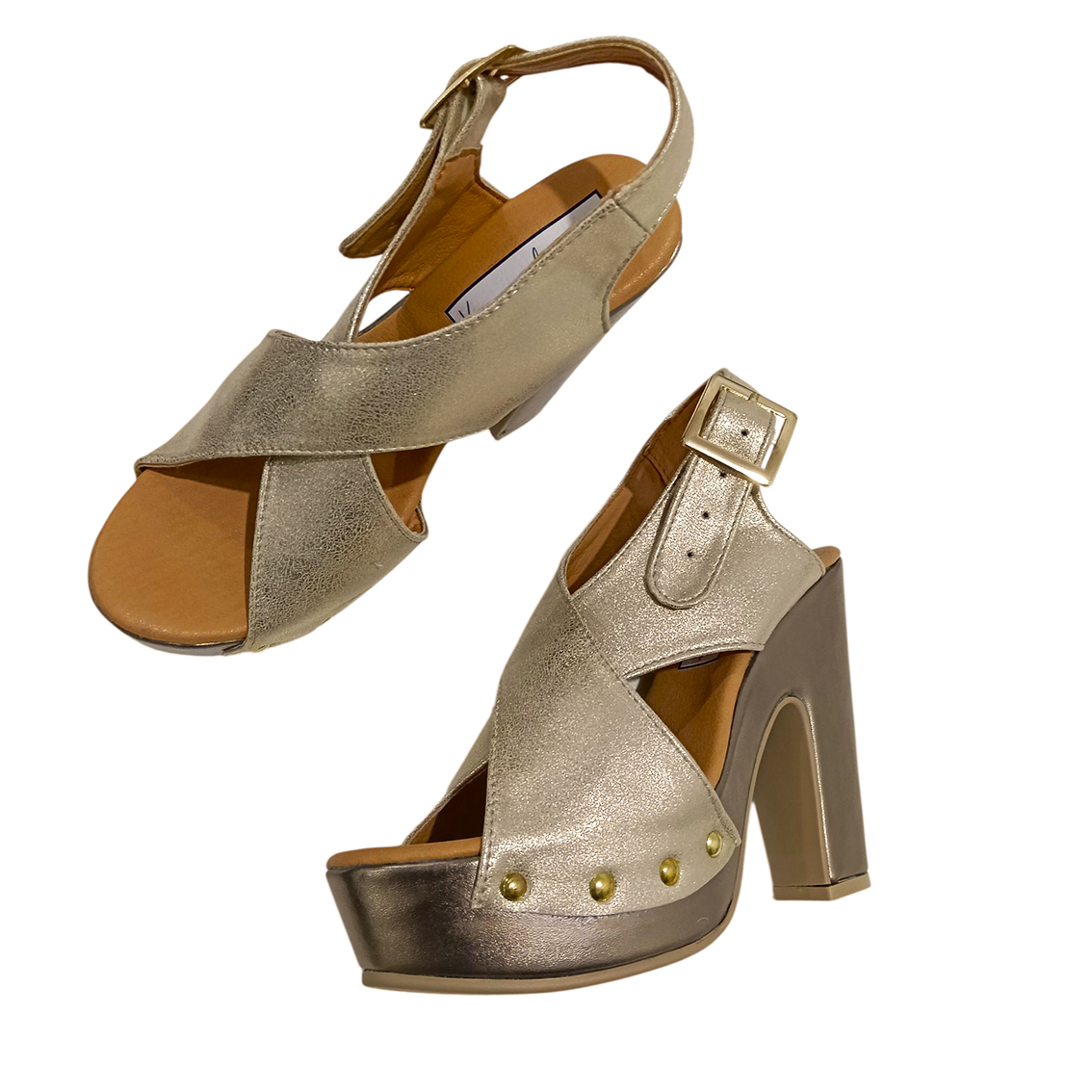 Zapatilla cruzada dorada