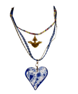 Collar Boho&Free 495 corazón azul y dorado