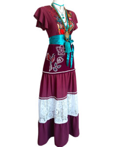 Alternative view of Vestido Denhi Olanes chestnut corazones