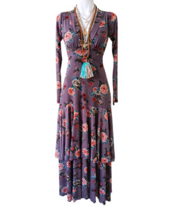 Vestido Dora Olanes mauve flores