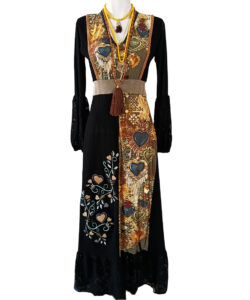 Vestido Hippie Largo mg corazones dorado